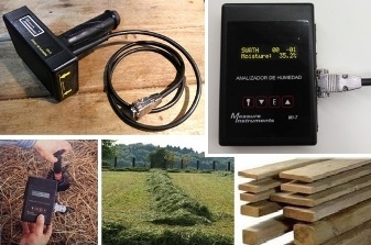 Grass swath moisture meter and cheese, woods, paper.