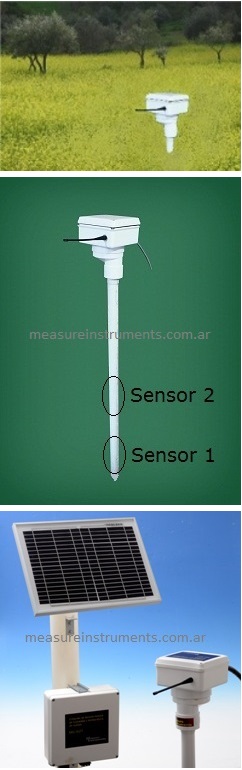 Soil moisture measurement. Monitoring remote station with 2 sensors.