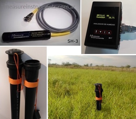 Medidor de humedad y temperatura para suelo, tierra, arena, arcilla, grava,  sustratos, terreno, arena de fractura.