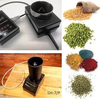 Medidor humedad y temperatura MI-7, con sensores SH-7 y SH-7/P, para granos, cereales, semillas, harinas, azucar, granulados, polvos